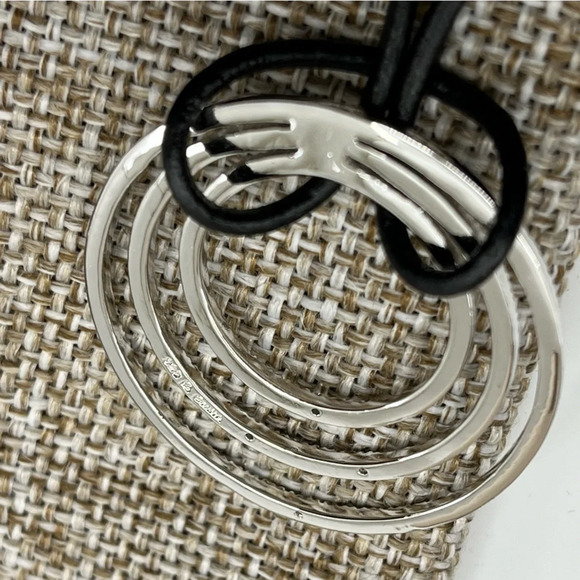 Technibond Classic Platinum-Bonded Sterling Silver Necklace with Black Cord - Picture 12 of 13